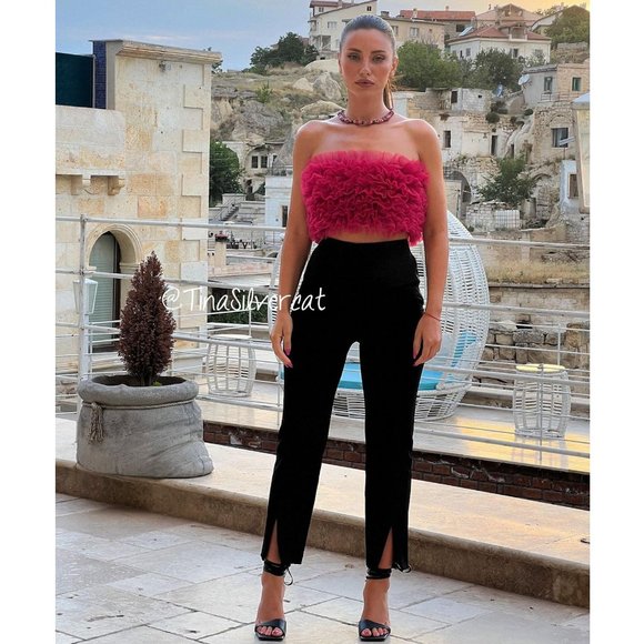 BLOGGER'S FAVE! Zara Knit Strapless Tulle Top Fuchsia - Picture 11 of 14